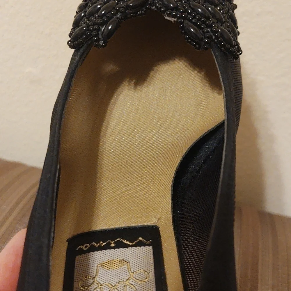 Nina Black Mesh and Beaded Pumps